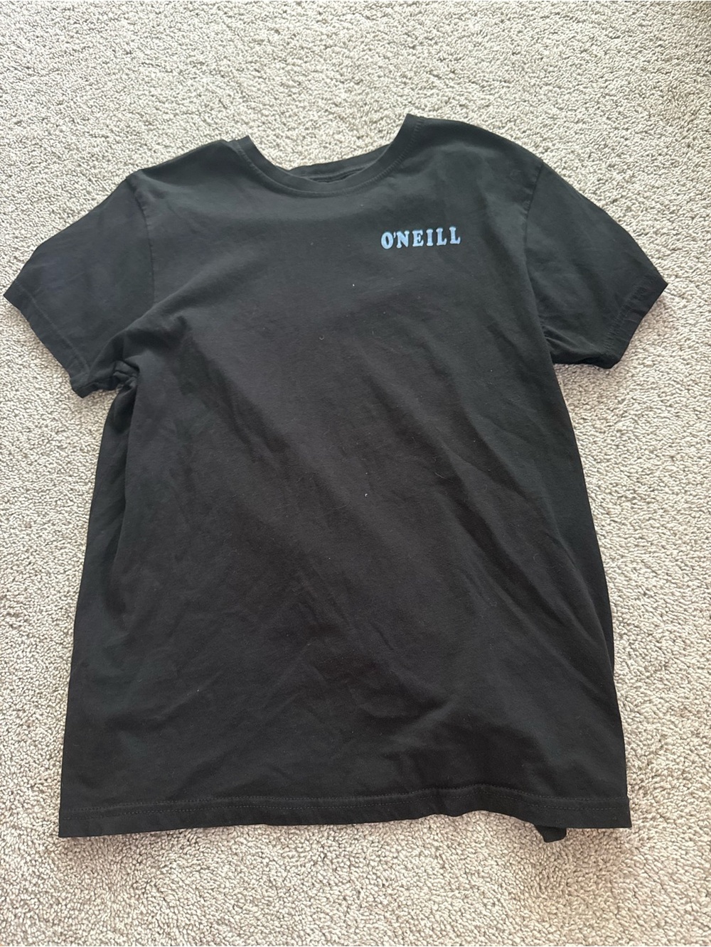 O'Neill Black Crewneck Short Sleeve Tee with Small Blue Logo